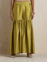 Thumbnail for trueBrowns Green Silk Sharara Dupatta Set
