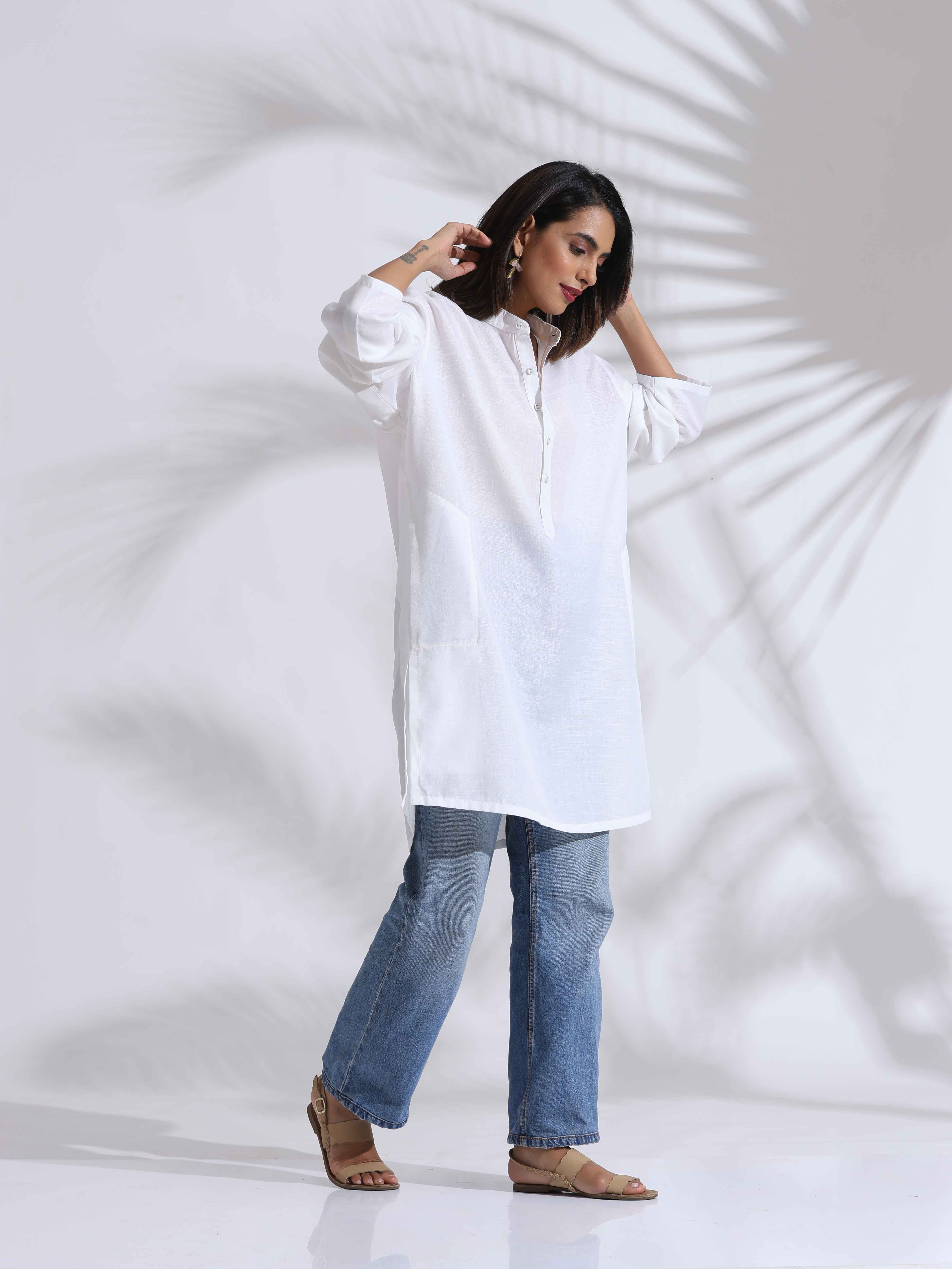 trueBrowns White Unisex Freesize Kurta