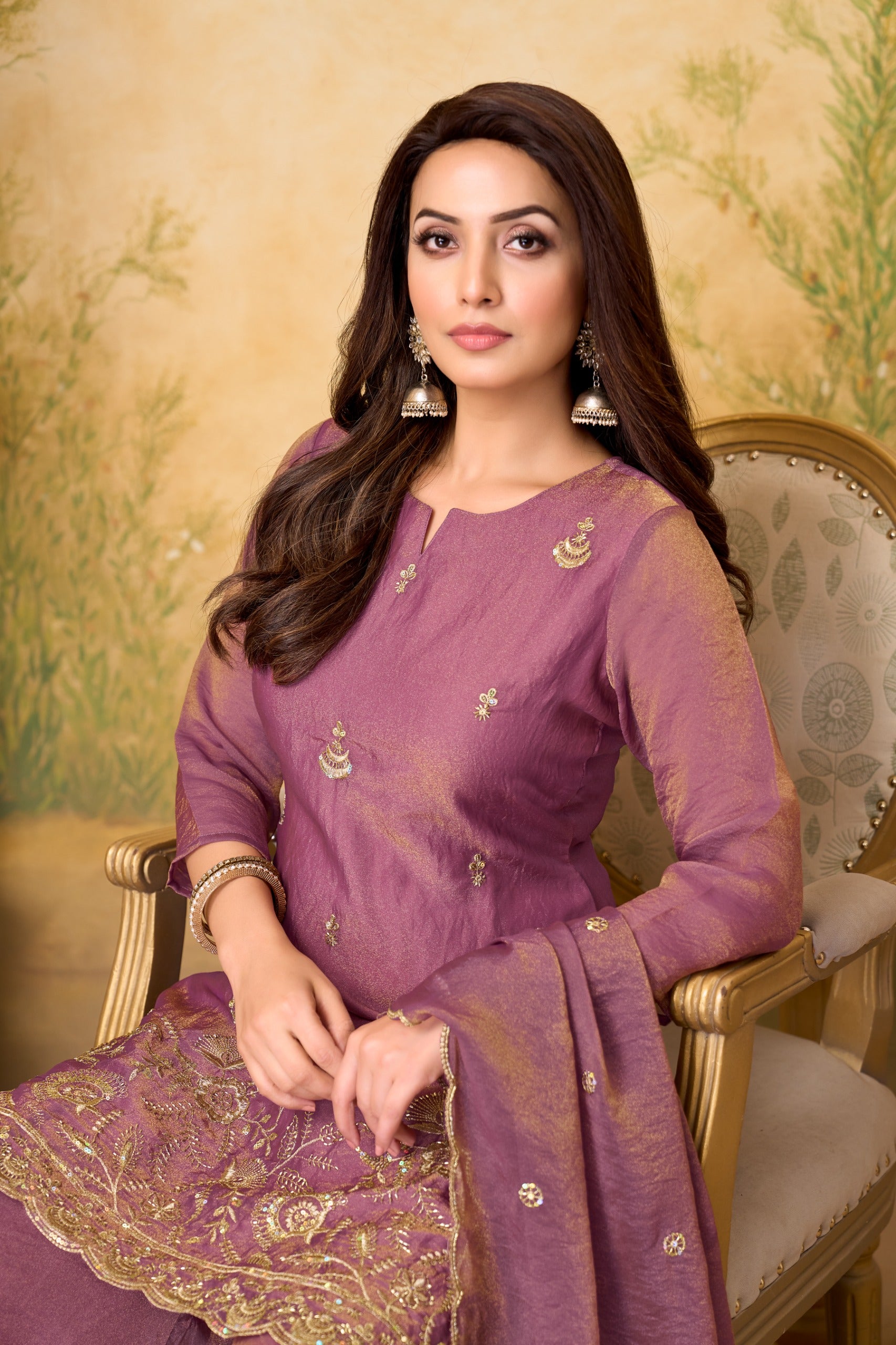Anaita L Purple Silk Readymade Suit with Coding Work - Dista