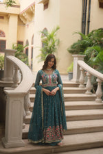 Thumbnail for Anaita Blue Georgette Readymade Suit with Embroidery & Sequence Work - Dista