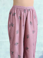 Thumbnail for trueBrowns Light Mauve Printed Velvet Co-Ord Set - Distacart