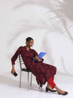 Thumbnail for trueBrowns Purple Floral Print Kurta Set