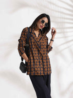 Thumbnail for trueBrowns Black Cotton Print Jacket Top Co-ord Set