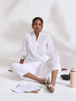 Thumbnail for trueBrowns trueBrown White Cotton Schiffli Kurta Set