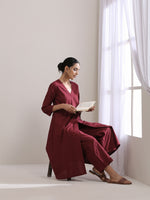 Thumbnail for trueBrowns Ruby Wine Dobby Angrakha Pant Set - Distacart