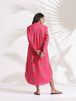 Thumbnail for trueBrowns Pink Cotton Print A-line Dress