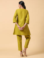 Thumbnail for trueBrowns Cotton Linen Lime Green Pleated Co-Ord Set - Distacart
