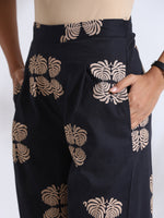 Thumbnail for trueBrowns Black Cotton Print Top & Flared Pants Co-ord Set