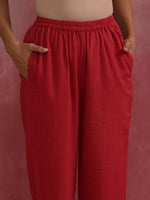 Thumbnail for trueBrowns Red Straight Cotton Dobby Kurta Set - Distacart