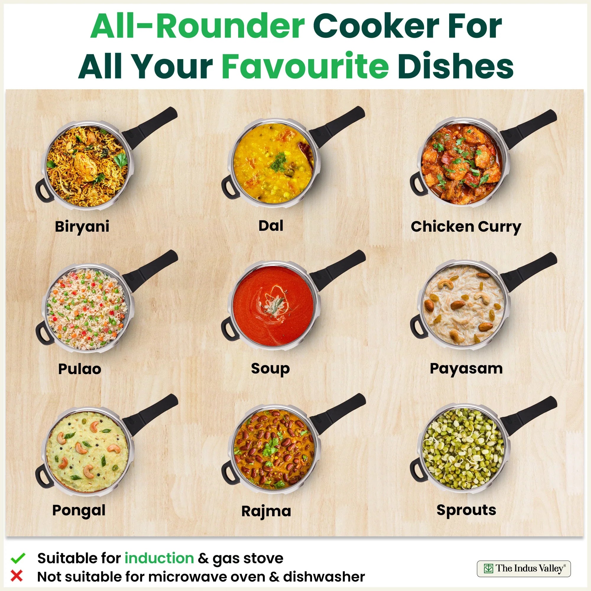 The Indus Valley QuicKooker Tri-Steel Stainless Steel Pressure Cooker, Premium Quality, 3 Layer Heavy Bottom, 100% Safe, ISI Certified, Induction & Gas, 3/5 L