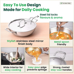 Thumbnail for The Indus Valley TurboCuk Tri-ply Stainless Steel Kadai+ Steel Lid, Premium Quality, 3 Layer Thick Body, 100% Toxin-free, Non-stick, Induction & Gas, 3L/3.5L/3.9L/4.5L