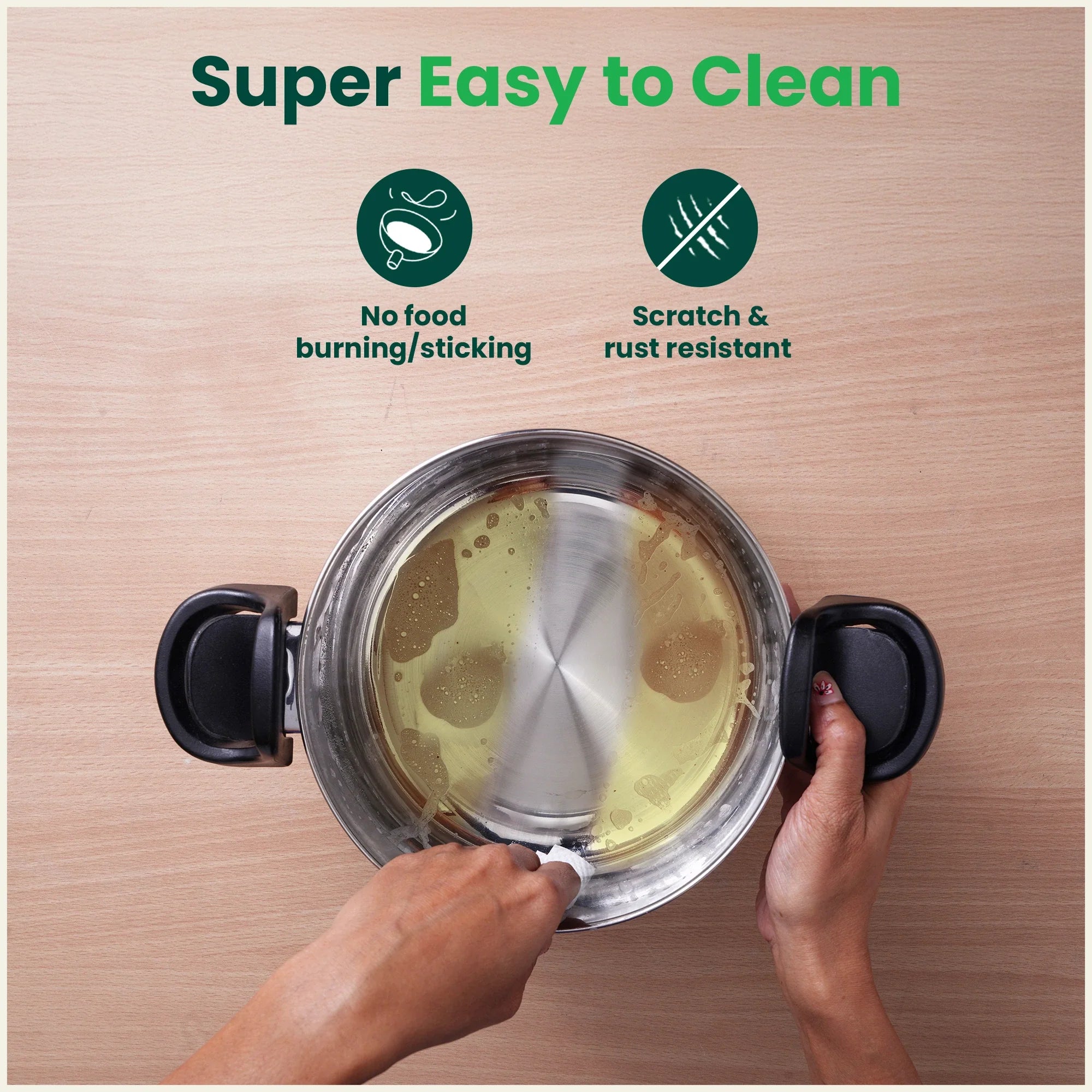 The Indus Valley Tri-steel Stainless Steel Rice Pot with Strainer Lid & Lockable Bakelite Handles, Tri-ply 3-Layer Heavy Bottom | Noodle/Pasta/Corn/Soya/Veggies Boiler Pot, Steamer Cooker, Induction & Gas, 1.08 Kg, 19cm, 3.5 L