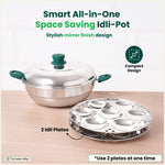 Thumbnail for The Indus Valley 14 Pit Tri-Steel Multi Pot Premium Stainless Steel Idli/ Momo Maker/  Veg Steaming Set, Tri-ply Induction Bottom, 2 Plates, 27cm