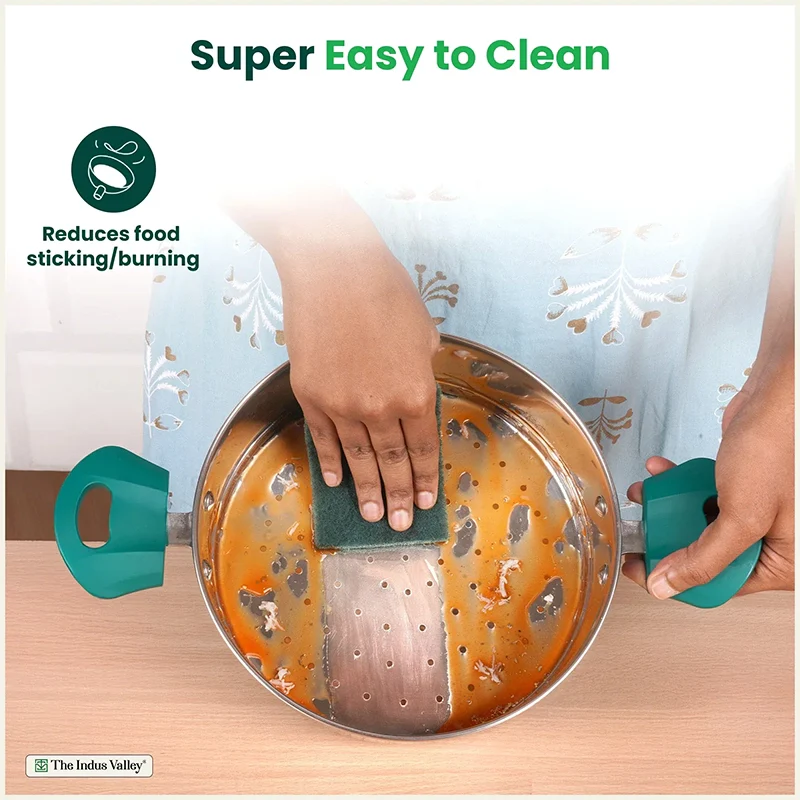 The Indus Valley Tri-steel Multi Cooker Pot Premium Stainless Steel Momo Maker/ Idiyappam/ Biryani/  Veg Steaming Set, 3 Pots, 21cm