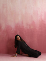 Thumbnail for trueBrowns Black V Neck Kurta Co-ord Set