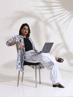 Thumbnail for trueBrowns White Cotton Print Jacket Co-ord Set