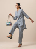 Thumbnail for trueBrowns Cotton Steel Blue Short Co-Ord Set | Relove - Distacart