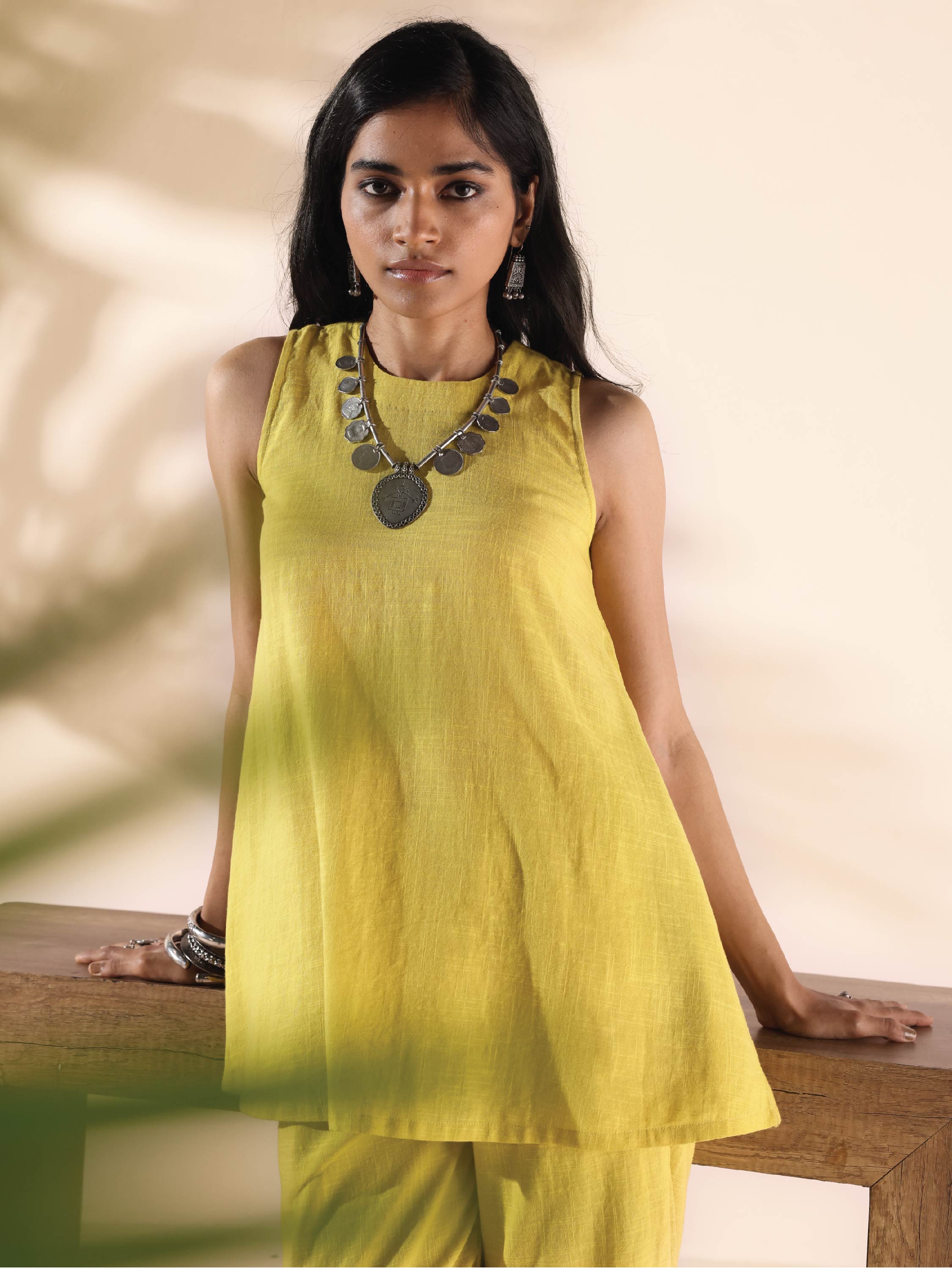 trueBrowns Lime Cotton Sleeveless Co-ord Set - Distacart