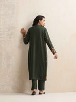 Thumbnail for trueBrowns Green Kashmiri Woollen Jacket 3pc Set