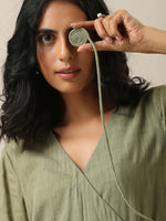 Thumbnail for trueBrowns Sage Slub Texture Angrakha Pant Set | Relove