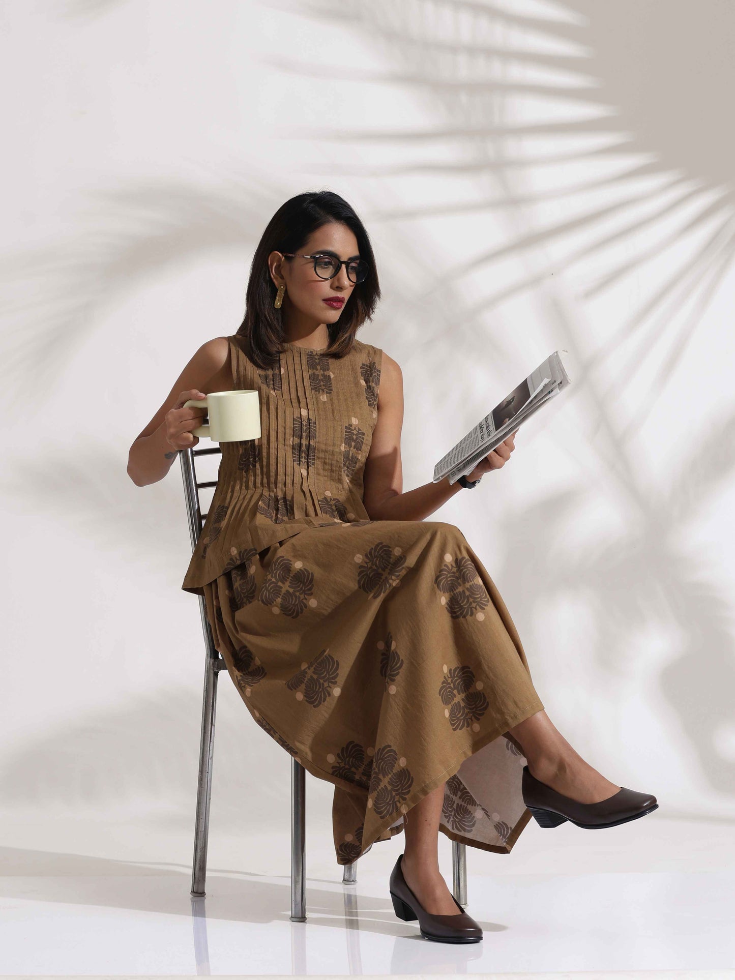 trueBrowns Beige Cotton Skirt Co-ord Set - Distacart