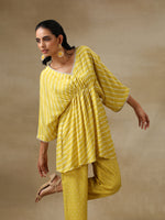 Thumbnail for trueBrowns Lime Green Bandhani Printed Silk Drop Shoulder Co-Ord Set - Distacart