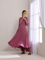 Thumbnail for trueBrowns Onion Pink Dobby Anarkali Pant Set - Distacart