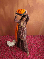 Thumbnail for trueBrowns Brown Print Sharara Set