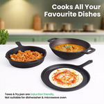 Thumbnail for The Indus Valley CASTrong Cast Iron Cookware Set: Tadka Pan + Cast Iron Tawa With Handle (Pre Seasoned) + Cast Iron Kadai Wok Model + Cast Iron Fry Pan, Kitchen set for Home, 100% Pure, Toxin-free