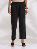 Thumbnail for trueBrowns Black Cotton Schiffli Kurta Set