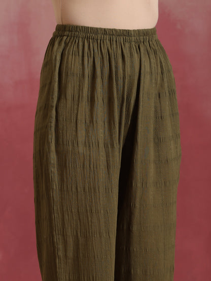 trueBrowns Olive Cotton Dobby Dobby Co-ord set - Distacart