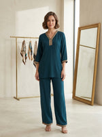 Thumbnail for Anaita Teal Stylish Readymade Co-Ords Set - Dista
