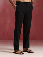 Thumbnail for trueBrowns Men's Black Ikat Print Mandarin Collar Kurta Co-ord set