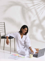 Thumbnail for trueBrowns White Slub Kurta Set