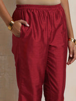 Thumbnail for trueBrowns Purple Silk Anarkali Kurta Pant Dupatta Set - Distacart