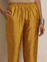 Thumbnail for trueBrowns Gold Silk Kurta Co-ord Set