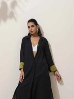 Thumbnail for trueBrowns Black Cotton Linen Kurta Pant Set