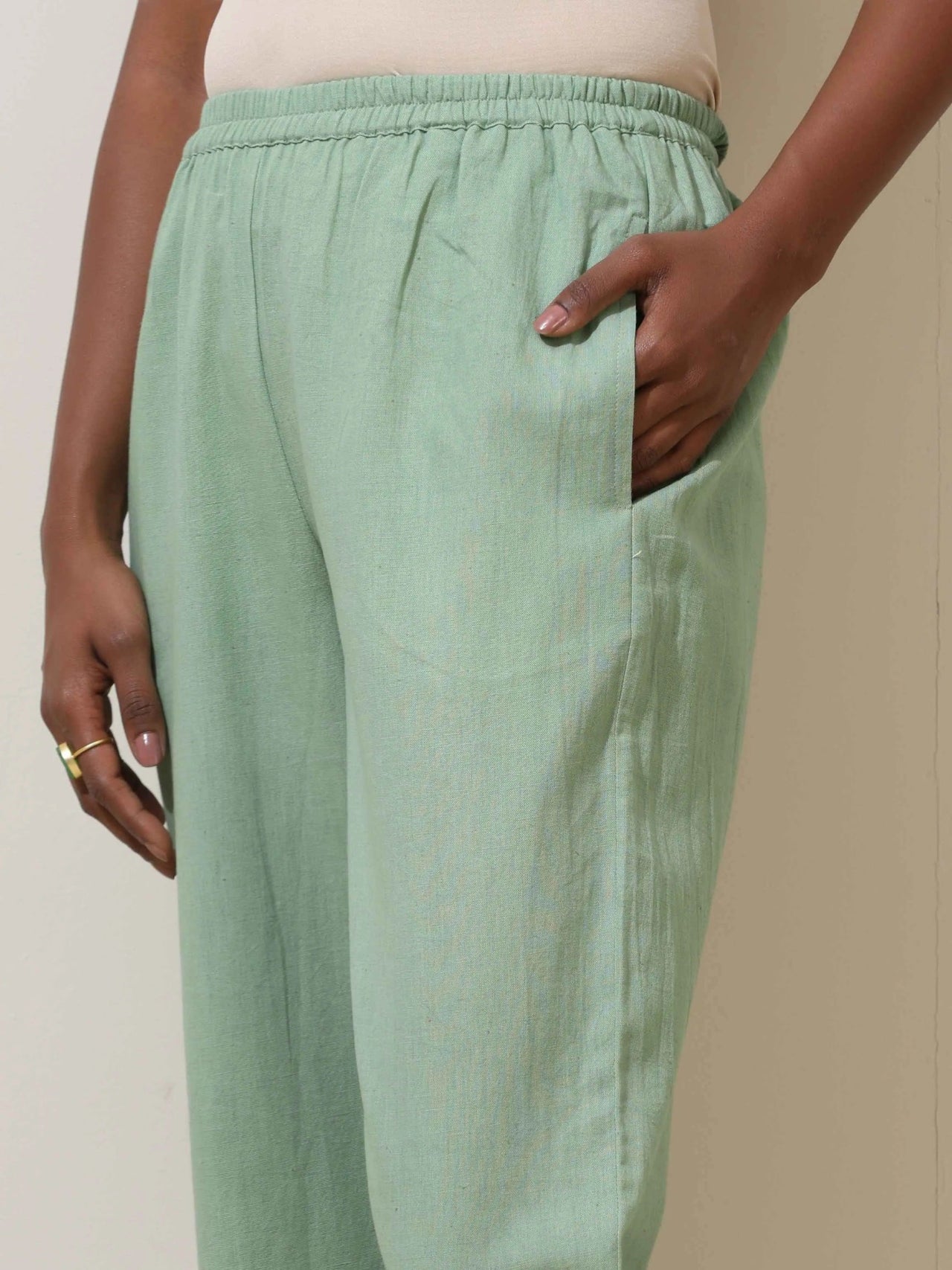 trueBrowns Mint Green Cotton Linen Co-Ord Set