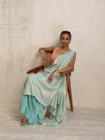 Thumbnail for trueBrowns Blue Gold Metallic Ready To Wear Saree