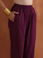 Thumbnail for trueBrowns Purple Metallic Straight Kurta Set