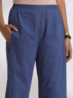 Thumbnail for trueBrowns Blue Cotton Print Pleated Kurta Set