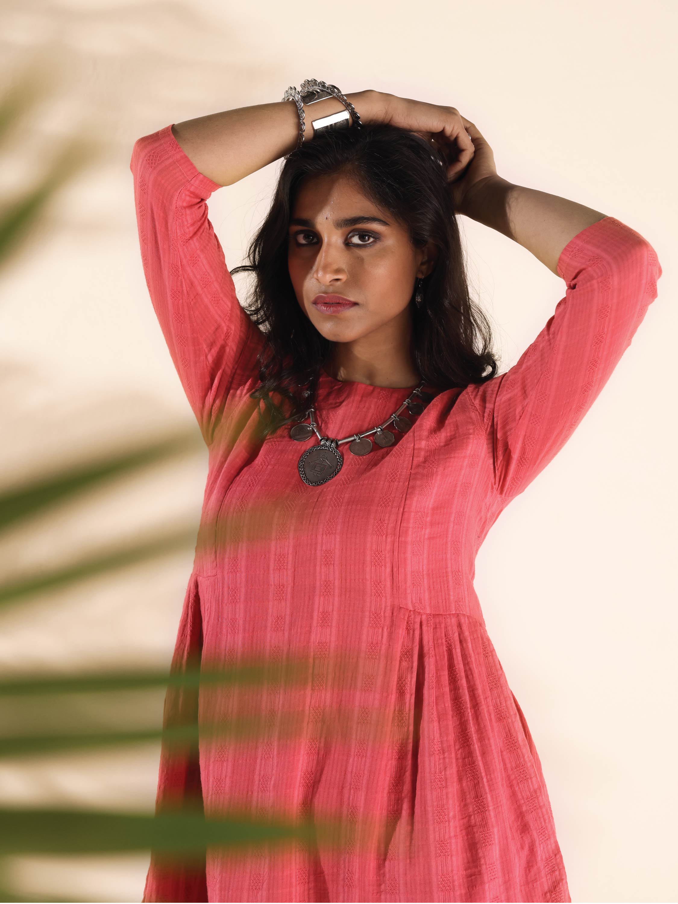 trueBrowns Pink Cotton Dobby Co-ord Set - Distacart