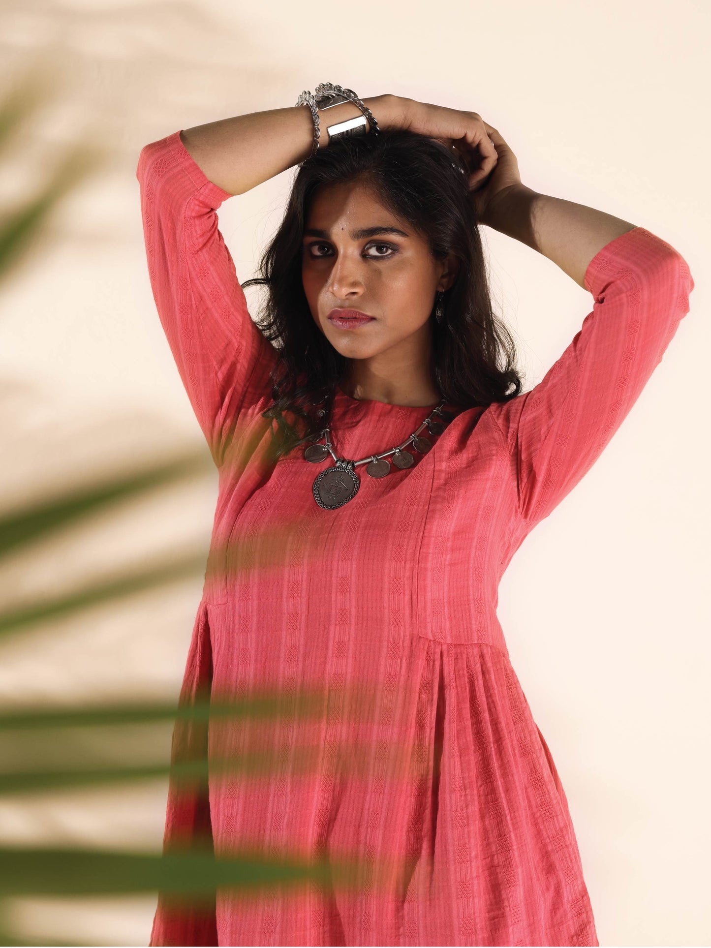 trueBrowns Pink Cotton Dobby Co-ord Set - Distacart