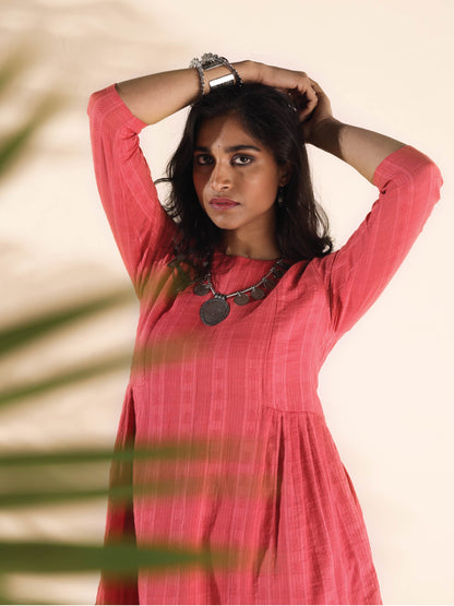 trueBrowns Pink Cotton Dobby Co-ord Set - Distacart