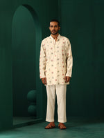 Thumbnail for trueBrowns Men's Ivory Multi color Floral Cotton Co-ord Set - Distacart