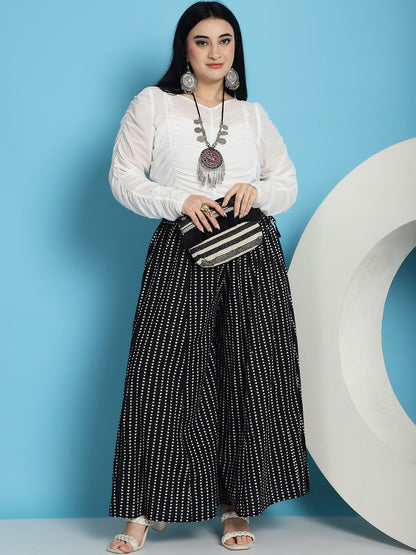 TAG 7 Geometric Printed Pure Cotton Flared Ethnic Palazzo - Distacart