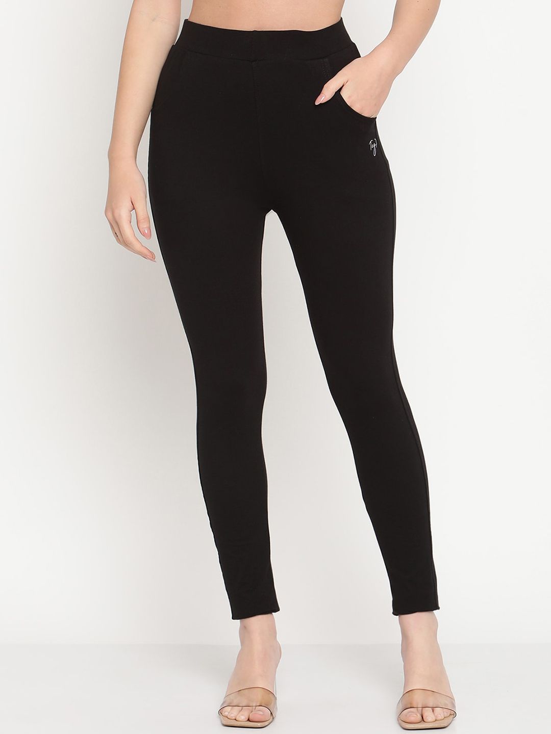 TAG 7 Women Black Solid Ankle-Length Leggings - Distacart