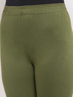Thumbnail for TAG 7 Women Olive Green Solid Ankle-Length Leggings - Distacart