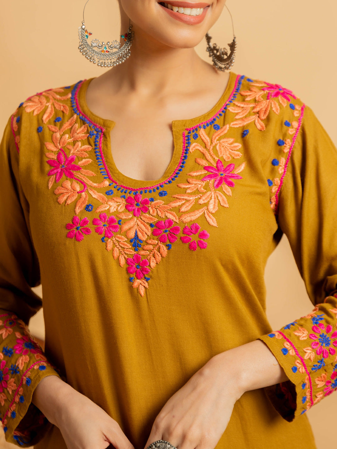 HOUSE OF KARI Floral Yoke Design Chikankari Kurta With Palazzo - Distacart