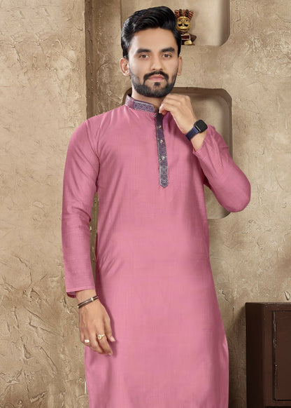 Anaita Pink Linen Silk Straight Kurta - Distacart